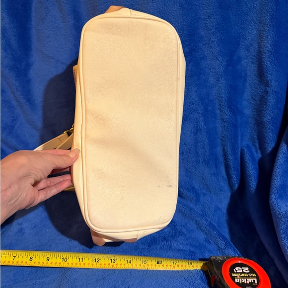 Betsey Johnson Rose Gold and White Striped Shoulder Tote with Charm - Picture 8 of 11